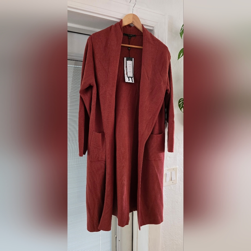 NWT Rust Open Front Long Duster Cardigan Sweater